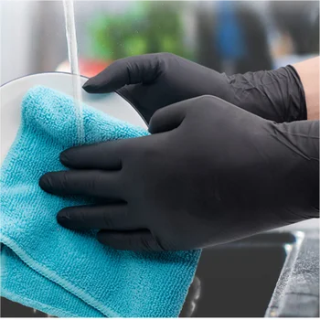 ABC-DG01-9 Powder-Free Disposable Black Nitrile Gloves for Food Handling