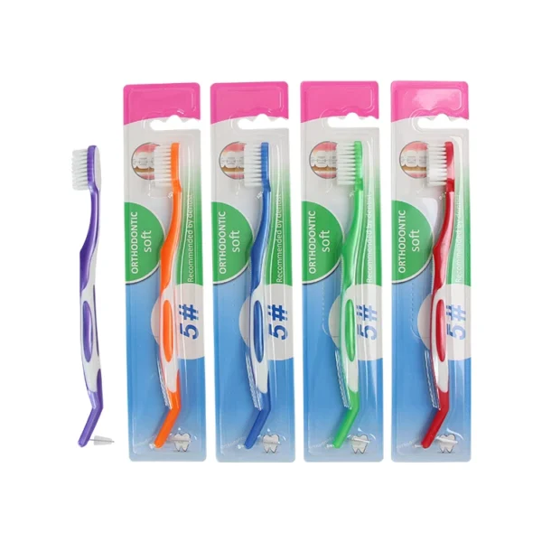 OB002-3 2 in 1 Dual Head Dental Orthodontic Toothbrush + Interdental Brush — detail view 2