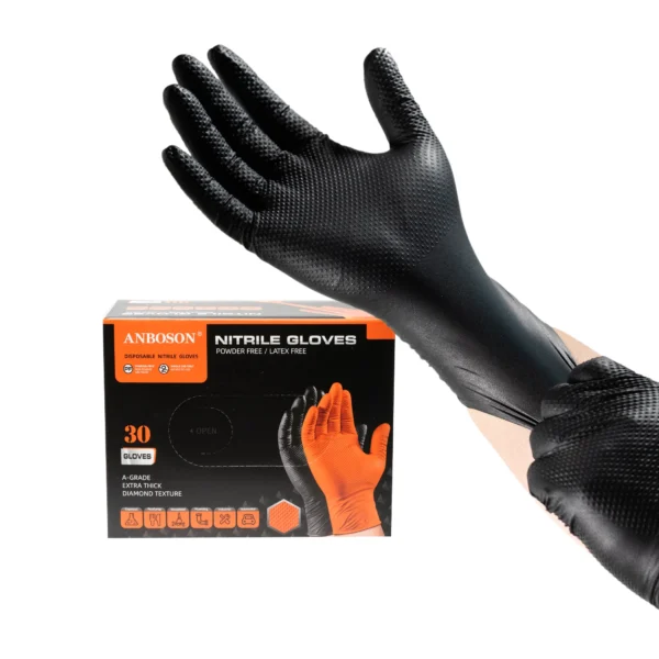 H1d693c4b687a41b68a9d345059cd3eb5X.webp ABC-NIT01-B-3 8–10 mil Diamond-Textured Nitrile Gloves