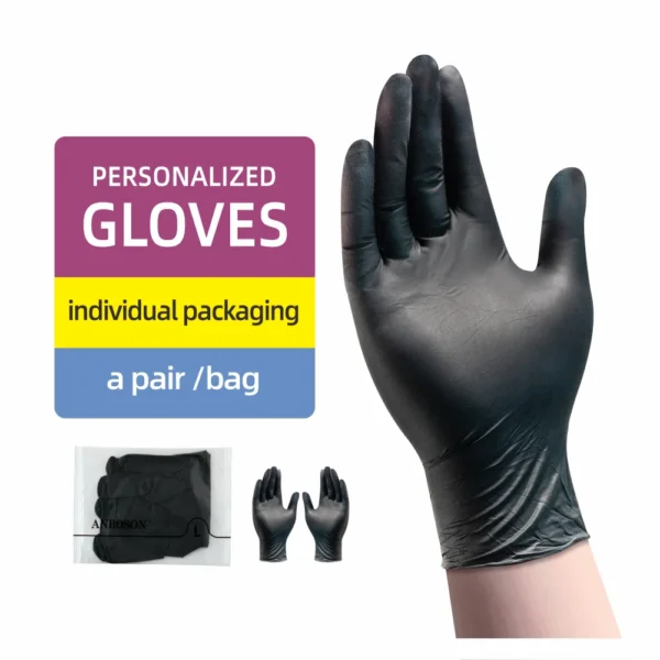 ABC-DG01-9 Powder-Free Disposable Black Nitrile Gloves for Food Handling