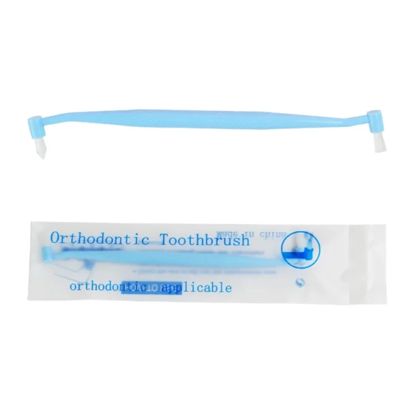 Dual Head Soft Bristle Orthodontic Interdental Toothbrush - view 3 IB023 Dual Head Soft Bristle Orthodontic Interdental Toothbrush — detail view 3