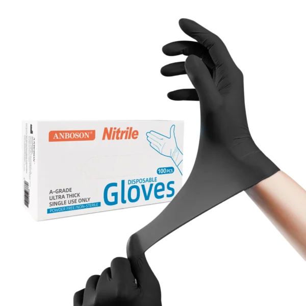 H3e3d73352cfb41c3b9febf5f5f91f6cb9.webp 1600666485493 100-Piece Black Disposable Dental Nitrile Gloves
