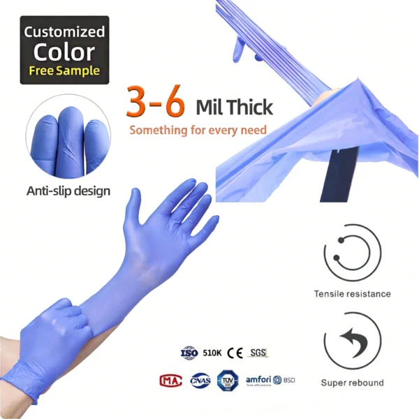 ABC-DG01-4 4–6 mil Ice Blue Disposable Nitrile Gloves