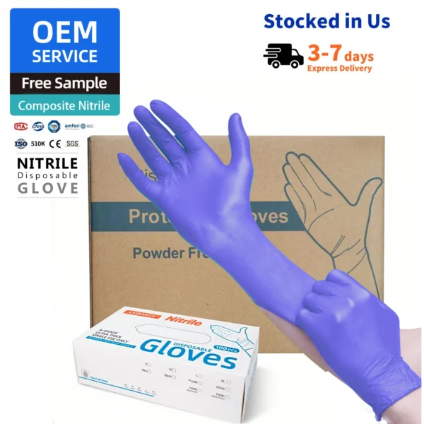 ABC-DG01-4 4–6 mil Ice Blue Disposable Nitrile Gloves