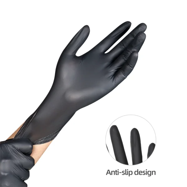 H52d8912bff6745e4aac798a76ab047e2l.webp 1600666485493 100-Piece Black Disposable Dental Nitrile Gloves