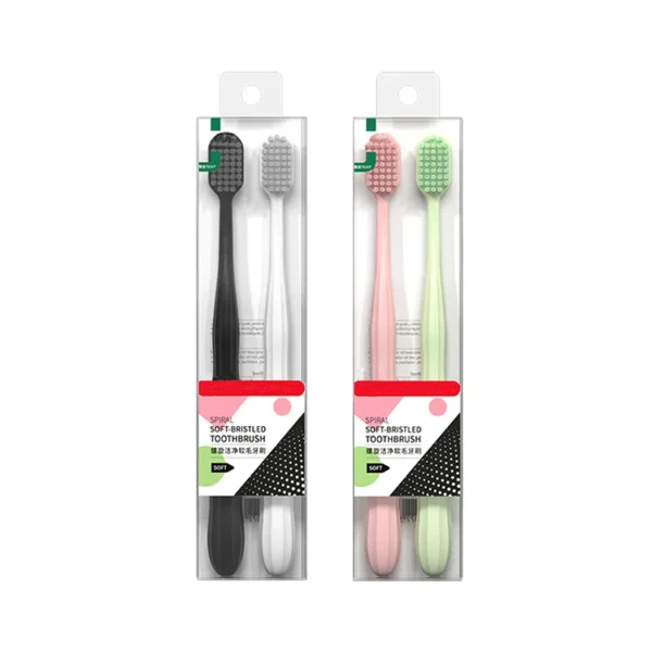 Spiral Wide Head Superfine Soft-bristled Daily Use ToothBrush - view 2 TB0017 Spiral Wide Head Superfine Soft-bristled Daily Use Toothbrush — detail view 2