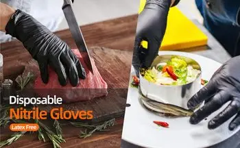 ABC-DG01-9 Powder-Free Disposable Black Nitrile Gloves for Food Handling