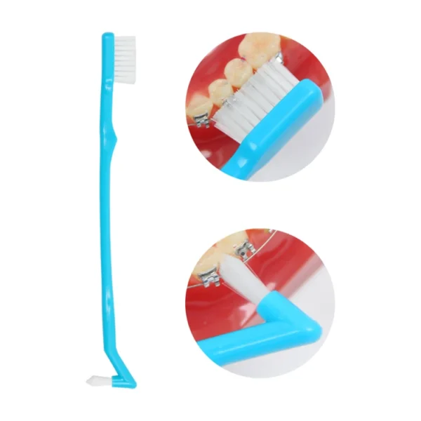 Double-Ended Micro-Clean Dental Orthodontic Bracket Toothbrush - view 3 OB015 Double-Ended Micro-Clean Dental Orthodontic Bracket Toothbrush — detail view 3