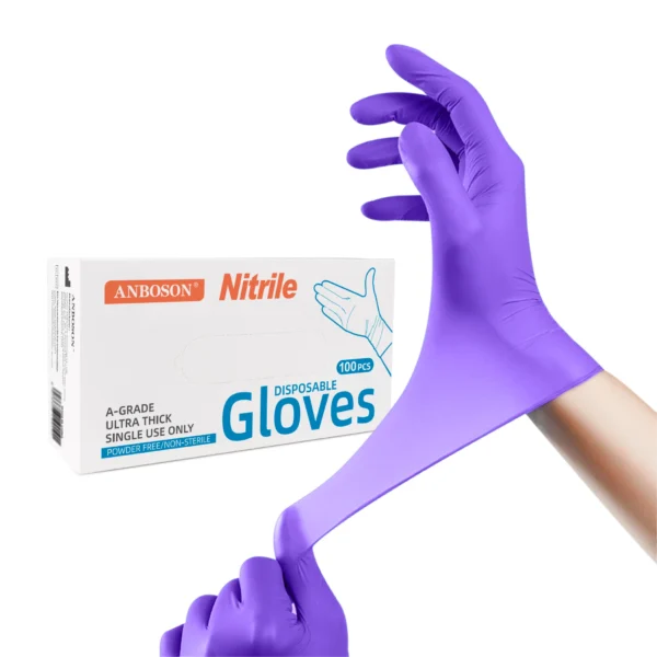 H7c444be5a7bc4b368f3f96805656b97bK.webp ABC-NIT01-4 5–6 mil Purple Disposable Nitrile Gloves