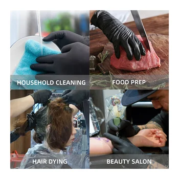 Hcff5598c78084cd7bbb00885fdd71f5b3.webp ABC-NI01-5 6 mil Heavy-Duty Black Nitrile Gloves
