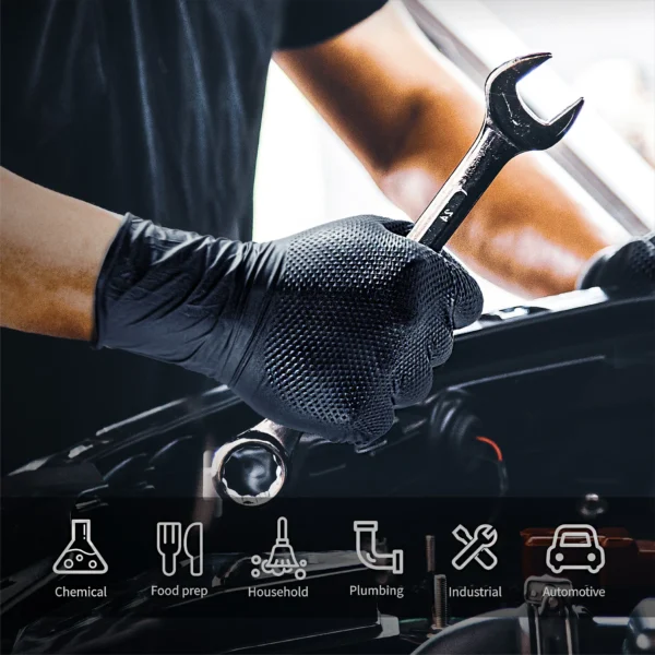 ABC-DG01-6 8 mil Diamond-Textured Nitrile Mechanic Gloves