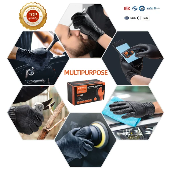 ABC-DG01-6 8 mil Diamond-Textured Nitrile Mechanic Gloves