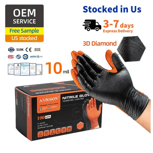ABC-DG01-6 8 mil Diamond-Textured Nitrile Mechanic Gloves